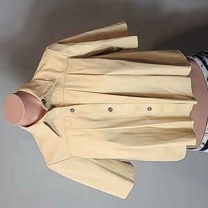 Maeve Pleated Faux Leather Shirt Anthropologie Size XS Rococo Preppy‎